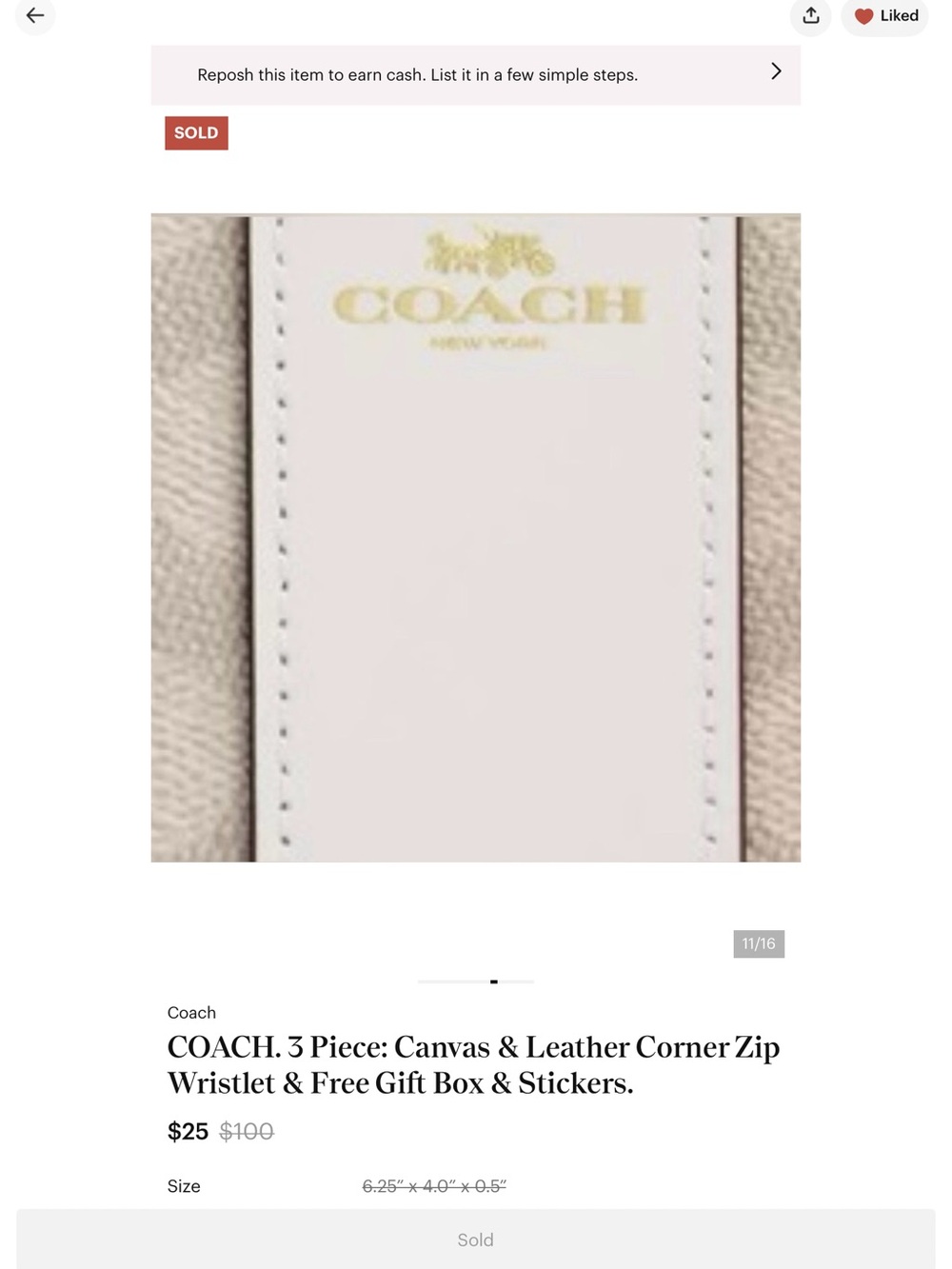 Coach Sand/Chalk Leather corner zip Wristlet - Picture 4 of 9